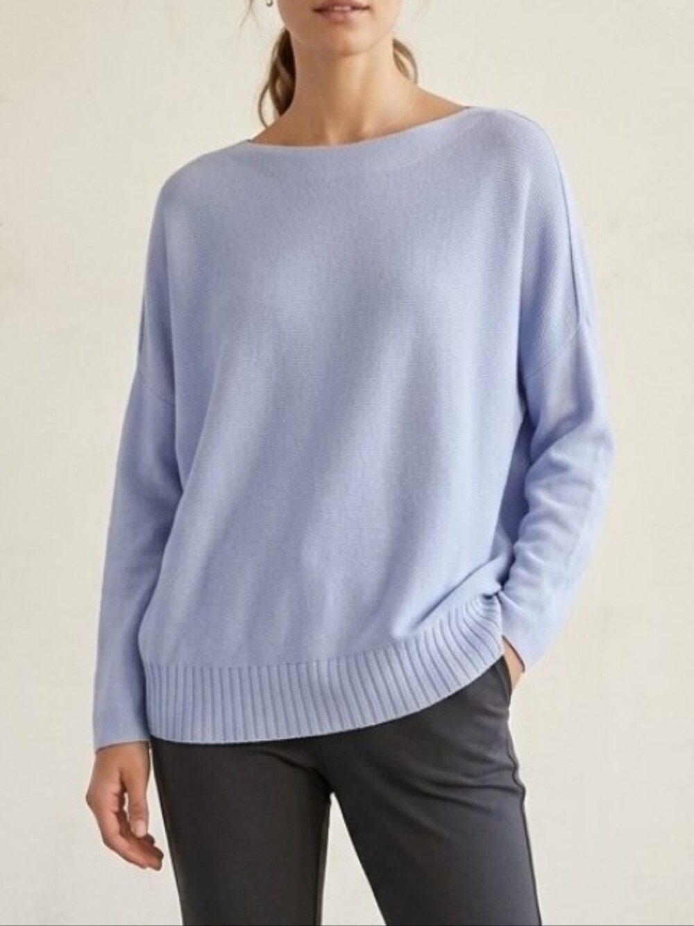 ISCHIKO Oversized Light Blue Women's Fine  Knit Sweater - Classic Crewneck Sz 2